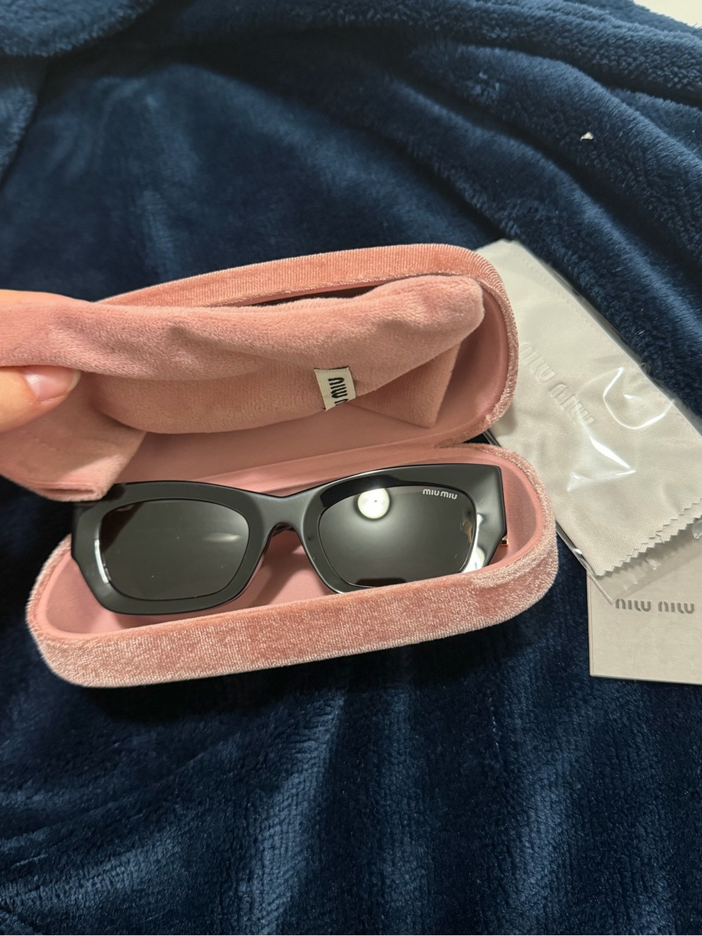 Miu Miu Black Women's Sunglasses with Pink Velvet Case